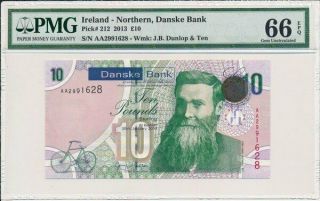 Danske Bank Ireland 10 Pound 2013 Prefix Aa Pmg 66epq