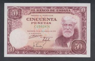 Spain 50 Pesetas 31 - 12 - 1951 Au P.  141,  Banknote,  Uncirculated