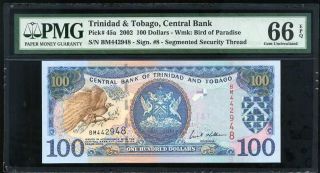 Trinidad & Tobago 100 Dollars 2002 P 45 Gem Unc Pmg 66 Epq Nr