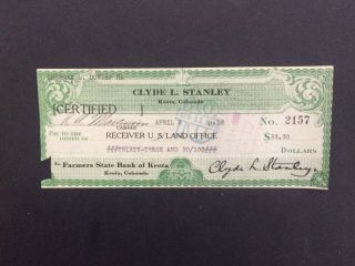 Ghost Town Colorado Clyde Stanley Dunlap On Farmers State Bank Of Keota 1916