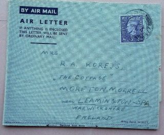 1944 Air Letter From Czechoslovakia Army In Exile With British Forces In Italy