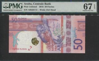 Tt Pk Unl 2019 Aruba Centrale Bank 50 Florins " Crab " Pmg 67 Epq Gem Unc
