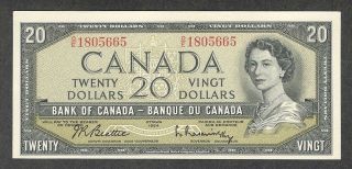 1954 $20.  00 Bc - 41b Choice Au,  Epq Crisp Qeii Canada Twenty Dollars