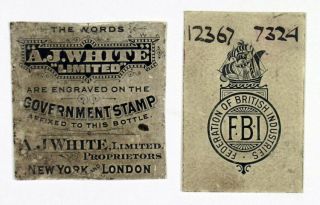 Waterlow & Sons English Progress Proof Label Pair 1890 - 1910 Vg - F W&s