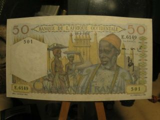 1953 French West Africa 50 Francs Banknote