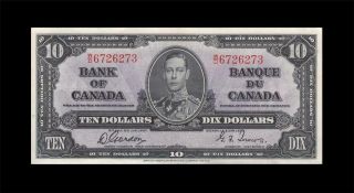1937 Bank Of Canada Kgvi $10 Gordon & Towers " W/d " ( (ef, ))