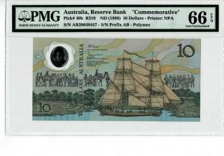 Australia P 49b 1988 10 Dollars Prefix Ab Commemorative Pmg 66 Epq Gem Unc