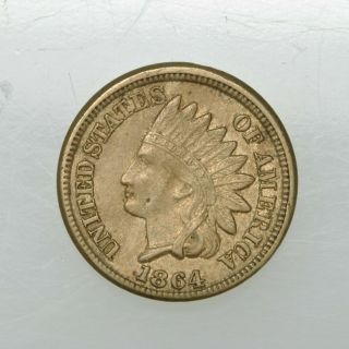 1864 Copper Nickel Indian Head Penny In Very Fine