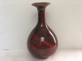 Contemporary Red Brown Art Pottery Bud Vase 8 1/4 " Tall