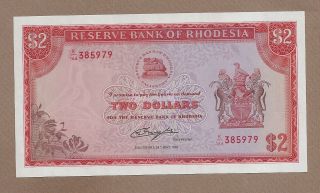 Rhodesia: 2 Dollars Banknote,  (unc),  P - 39,  24.  05.  1979,