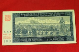 Wwii Czech Moravia 100 Korun 1940 Unc German Occupation Currency Note Money Bill