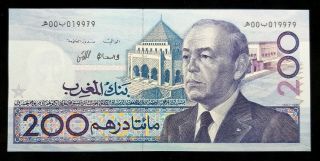Maroc Morocco Banknote 200 Dirhams 1987 / 1407 Ah Serial 00 Unc P - 66a