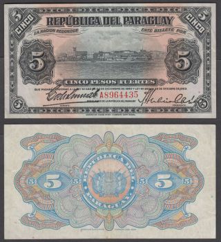 Paraguay 5 Pesos (1920) 1923 (vf, ) Banknote P - 163