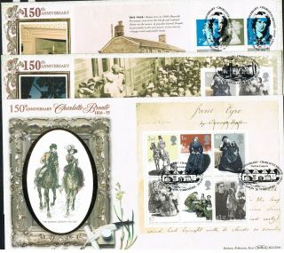 2005 150th Anniv Charlotte Bronte Set Of 5 Prestige Booklet Panes On Benham Fdc