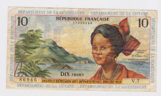 French Antilles - 1962,  Ten (10) Francs