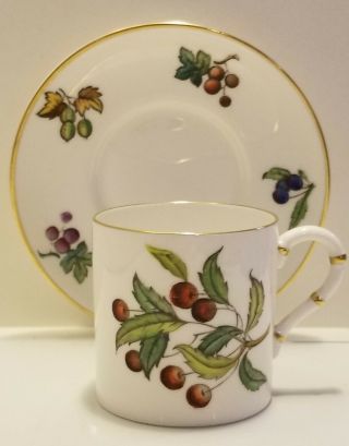 Royal Worcester Z2623 Fruit Green Leaves Demitasse Cup And Saucer 5