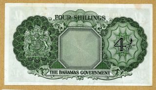 Bahamas Government 1953 Four 4 Shillings Banknote Pick 13c XF/AUNC 2