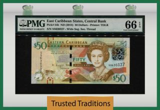 Tt Pk 54b 2015 East Caribbean States 50 Dollars Queen Elizabeth Ii Pmg 66 Epq