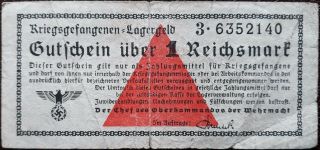 Nazi Germany Banknote - 1 Reichsmark - Year 1939 - 1944 - Prisoner Of War - Pow
