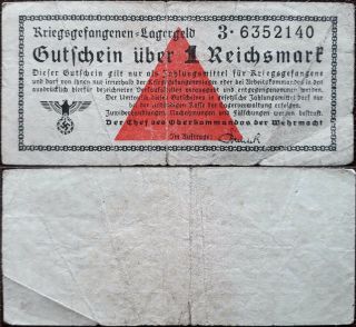Nazi Germany banknote - 1 reichsmark - year 1939 - 1944 - prisoner of war - POW 3