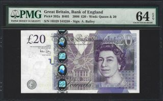 2006 Great Britain 20 Pounds Bank Of England B405,  Pmg Ch Unc 64 Epq,  Bailey