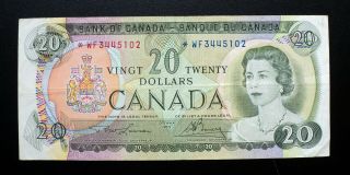 1969 Bank Of Canada $20 Dollars Replacement Note Wf 3445102 Bc - 50ba