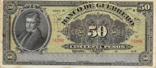 México / Guerrero 50 Pesos Nd.  1914 S 301d Series B Circulated Banknote Mxan