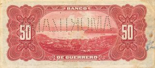 México / Guerrero 50 Pesos ND.  1914 S 301d Series B Circulated Banknote MXAn 2