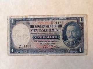 - 1935 Straits Settlements $1 One Dollar P 16b George V