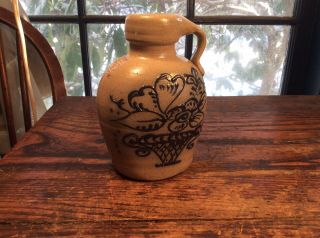 Maple City Pottery Hand Crafted Jug With Great Flowers In A Basket Decoration