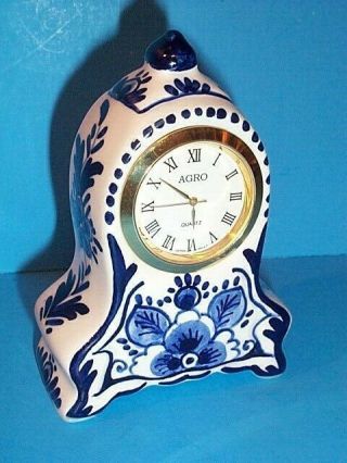 Delftware Porcelain Collectors Clock Delfts Holland Agro