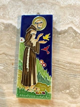 St.  Francis Of Assisi Italian Tile,  Creazioni Luciano Tile,  Decorative 6x2.  5