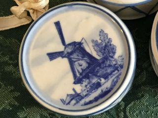 Delft Ware Blue White Porcelain Christmas Ornament Drum Dutch Holland Windmill