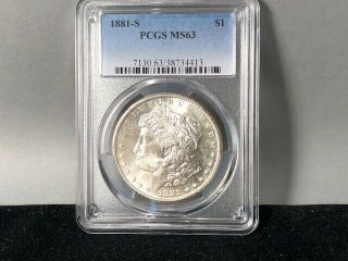 1881 - S Pcgs Ms 63 Morgan Silver Dollar Great Strike,  Luster Coin
