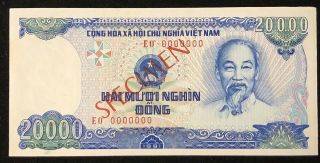 Vietnam Banknote 20000 Dong 1991 Eo 0000000 Uncirculated Specimen.