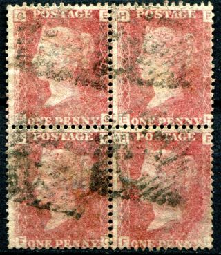 (817) Very Good Block Of 4 Sg43 Qv 1d Rose Red Plate 174