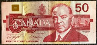 1988 Bank Of Canada $50 Dollar Banknote - Scarce Knight/dodge Fmf Prefix