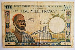 West African States Currency 5000 Francs Banknote 1960,  P 104ah Ivory Coast