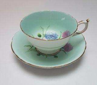 Paragon Double Warrant Tea Cup Green With Cornflowers Teacup