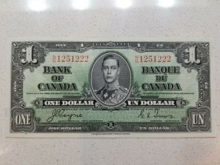 1937 Bank Of Canada 1 Dollar Banknote Unc