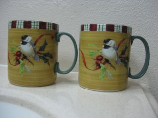 2 Lenox Winter Greetings Everyday Chicadee Mugs