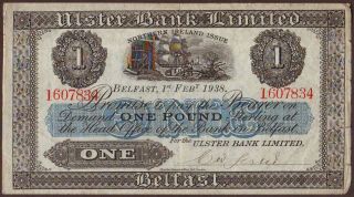 Northern Ireland Ulster Bank Ltd.  1 Pound 1.  2.  1938