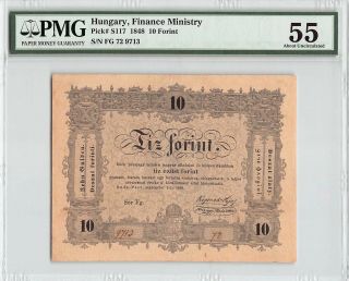 Hungary,  Finance Ministry 1848 P - S117 Pmg About Unc 55 10 Forint