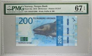 Norges Bank Norway 200 Kroner 2016 Pmg 67epq