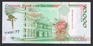 Surinam 10000 Gulden 1997 Unc Red Factory Centrale Bank Suriname P145 Az636177