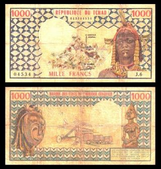 Chad / Tchad 1000 Francs 1978 Woman P 3a G - Vg