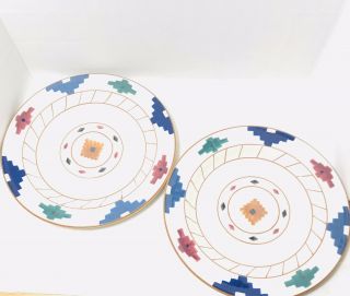 Hartstone Pottery Cheyenne Dinner Plates Aztec Southwestern Usa Made Set Of 2