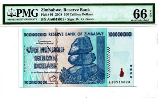 Zimbabwe 2008 Reserve Bank 100 Trillion Dollars 