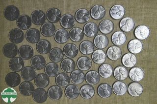 Roll Of 1943 - P Uncirculated Lincoln Steel Cents With Problems - 50 Coins
