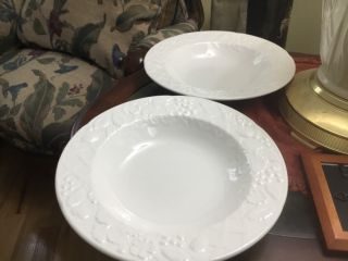 2 Mikasa English Countryside White 9 3/8” Rim Soup Bowls